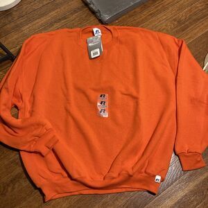 Vintage Russell Athletic Sweatshirt Men's XXL Crew Orange USA Blank Deadstock